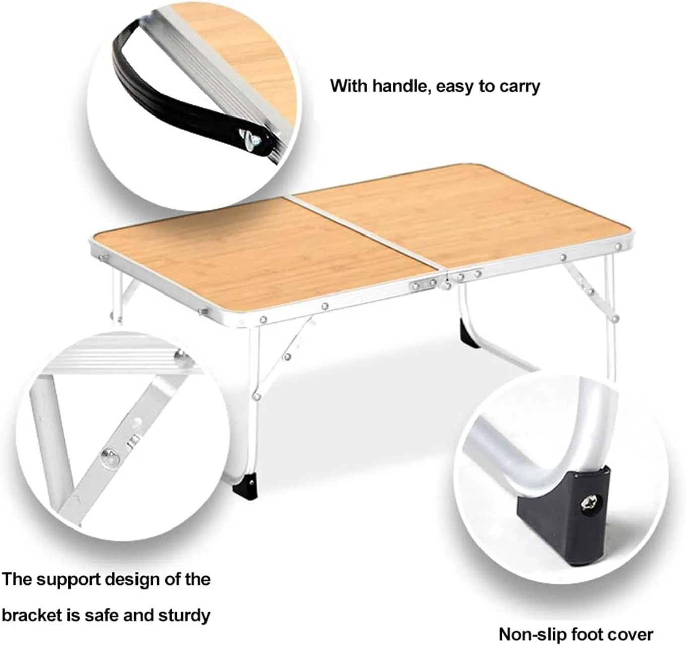 Folding Dining Table Outdoor Travelling Bea Picnic Fishing Garden Camping Folding Table Lightweight Portable Aluminum Desk with Carry Bag