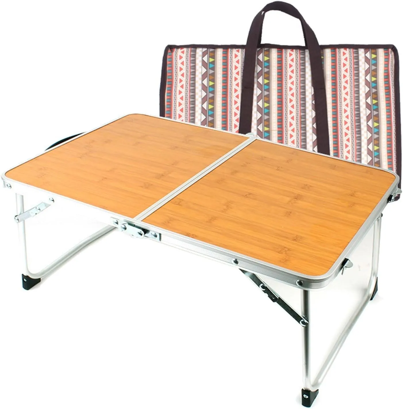 Folding Dining Table Outdoor Travelling Bea Picnic Fishing Garden Camping Folding Table Lightweight Portable Aluminum Desk with Carry Bag