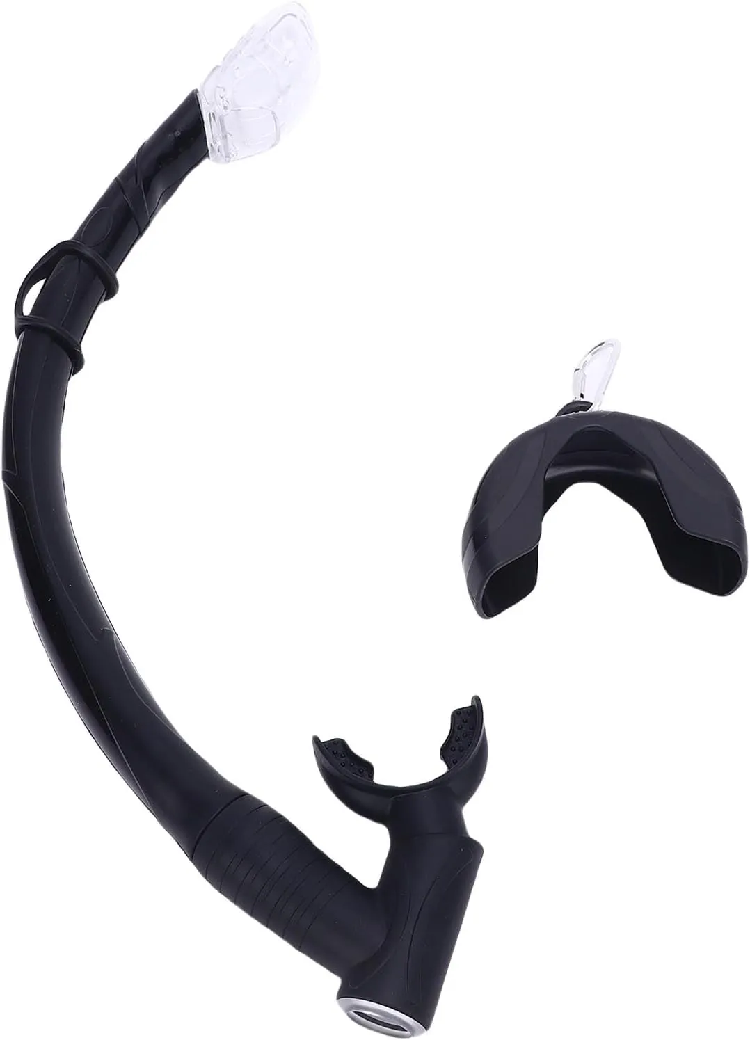 Folding Freediving Snorkel Tube, Large Calibre 2 in 1 Silicone Roll Up Snorkel for Freediving