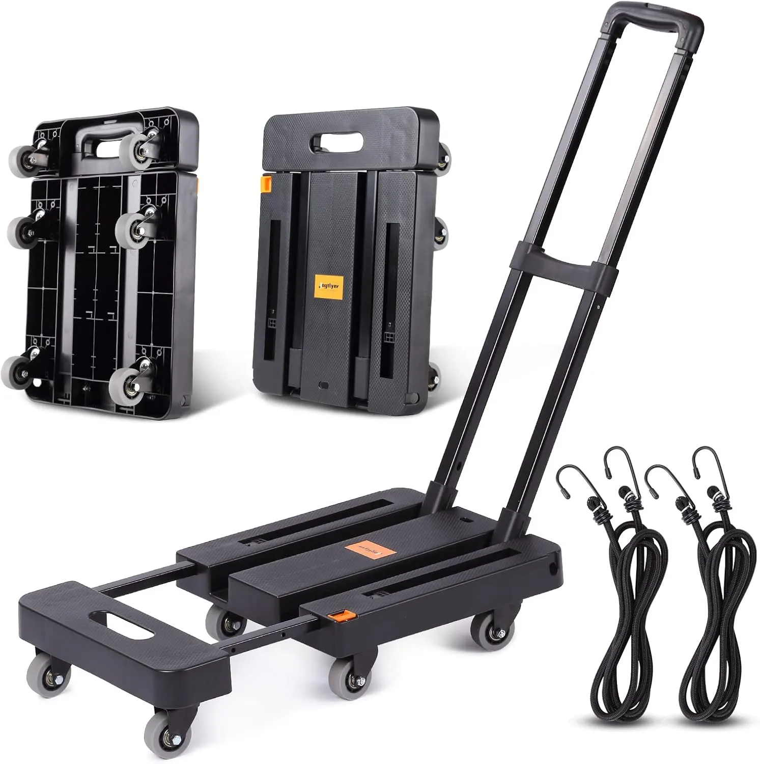 Folding Hand Truck Lightweight,Foldable Dolly Cart for Moving with 6 Rotate Wheels,300 lbs Heavy Duty Luggage cart,Portable Platform Cart for Travel Shopping Airport Office Use