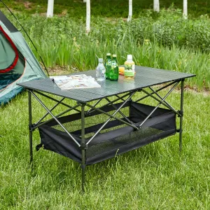 Folding Outdoor Table - Ultra-Lightweight Aluminum Roll-Up Table with Carry Bag for Easy Portability and Sustained Construction, Perfect for Outdoor Enthusiasts