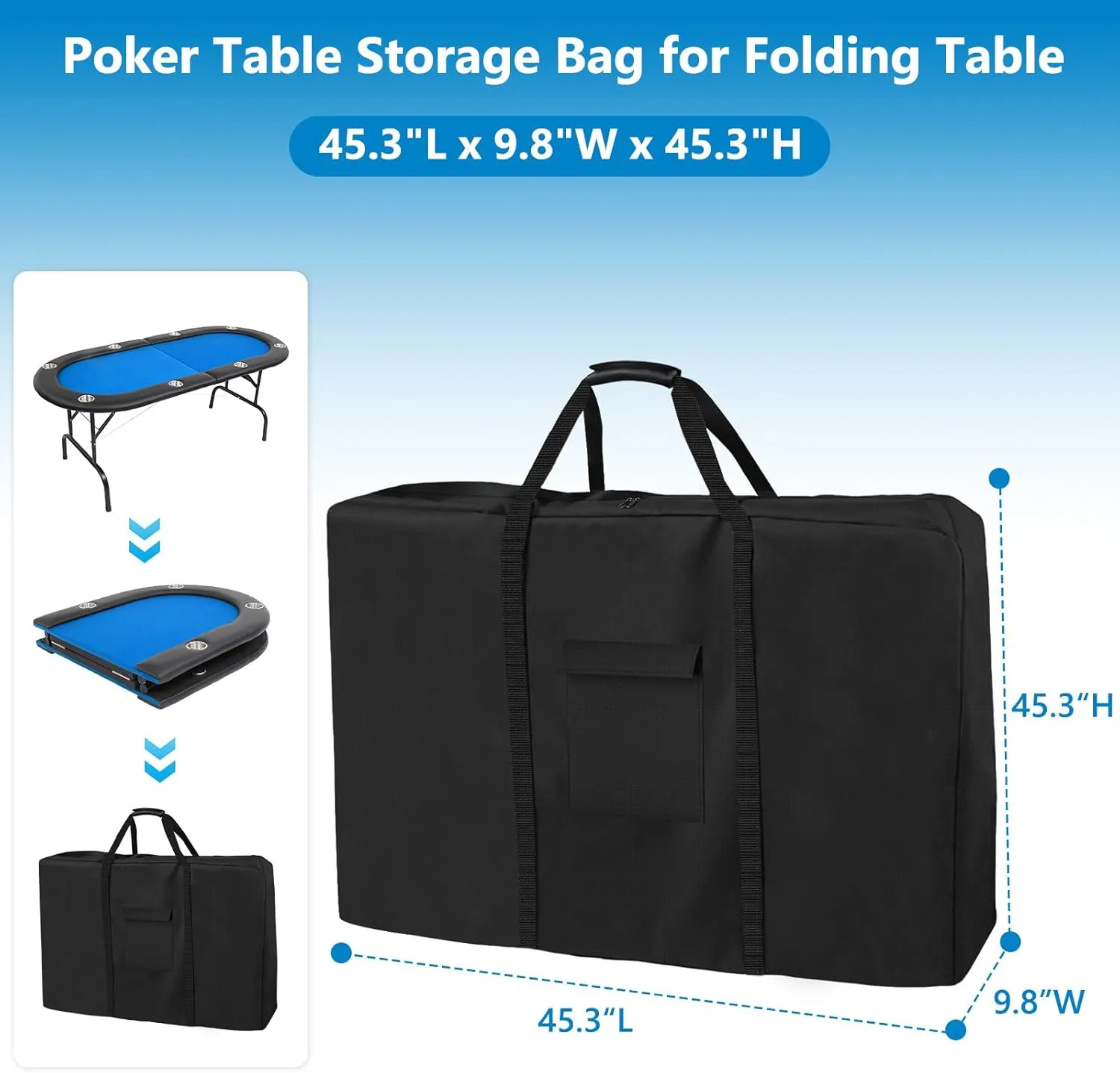 Folding Poker Table Bag for 84" Oval Poker Table 600D Waterproof Storage Cover with Large Capacity for Folding Picnic Bench Storage Black