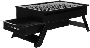 Folding Portable Charcoal Grill with Pullout Charcoal Box Compact Tabletop Bbq for Camping Outdoor Cooking and Picnics for People Easy to Transport and Store