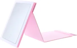 Folding Portable LED Makeup Mirror with Three Color Light Compact Travel Cosmetic Mirror for Desk Chic Design for Makeup Artists and Gifting
