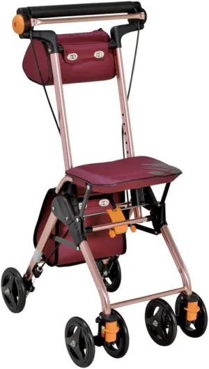Folding Rollator Rollator Walkers Walker，4 Wheel Folding Rollator Walker with Seat Bag Mobility Aid for Adult Senior Elderly Aluminum Transport Chair Outdoor