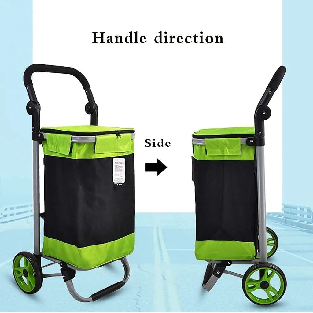 Folding Shopping Cart, Folding Shopping Trolley with 2 Wheels Shopping Cart Home Portable Grocery Supermarket Shopping Cart Elderly Grocery Utility Carts(A)