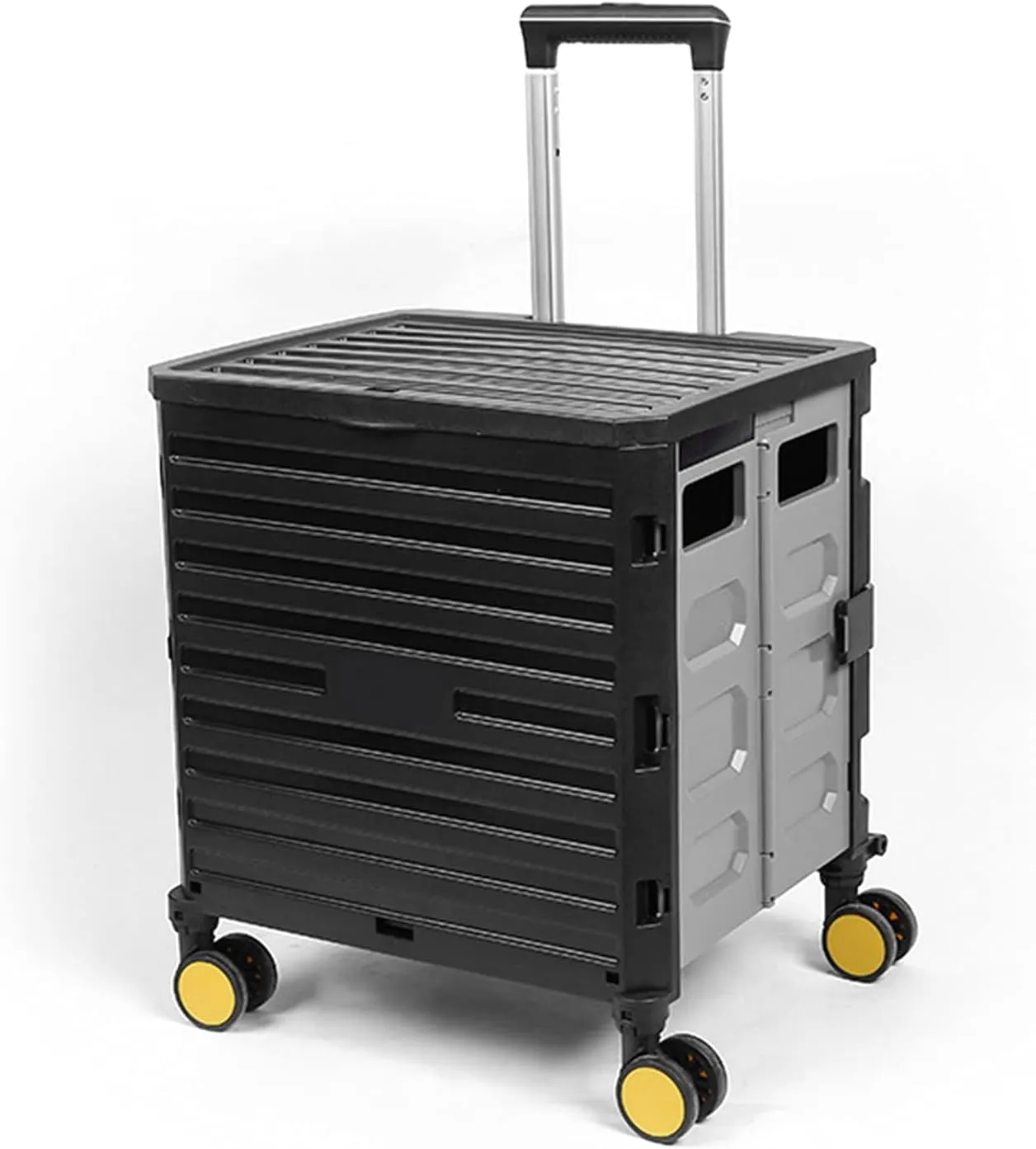 Folding Supermarket Shopping Trolley, Grocery Shopping Cart, with 4 Universal Wheels, Wear-Resistant-Noiseless-360°Rotatey, for Women or Men Travel Home Kitchen