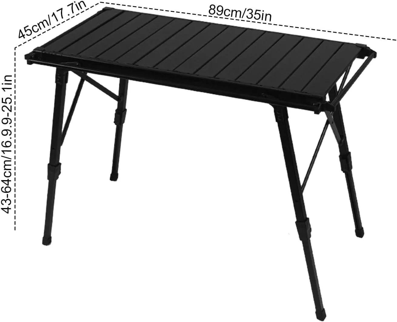 Folding Table - Beach Picnic Collapsible Rack, Adjustable Height Camping Tables | Portable Folding Counter, Camp Desk with Aluminum Legs, for Outdoor Hiking Fun Home, 18x12.5x55cm