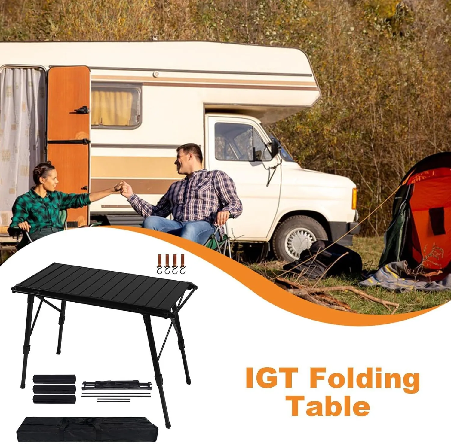Folding Table - Beach Picnic Collapsible Rack, Adjustable Height Camping Tables | Portable Folding Counter, Camp Desk with Aluminum Legs, for Outdoor Hiking Fun Home, 18x12.5x55cm