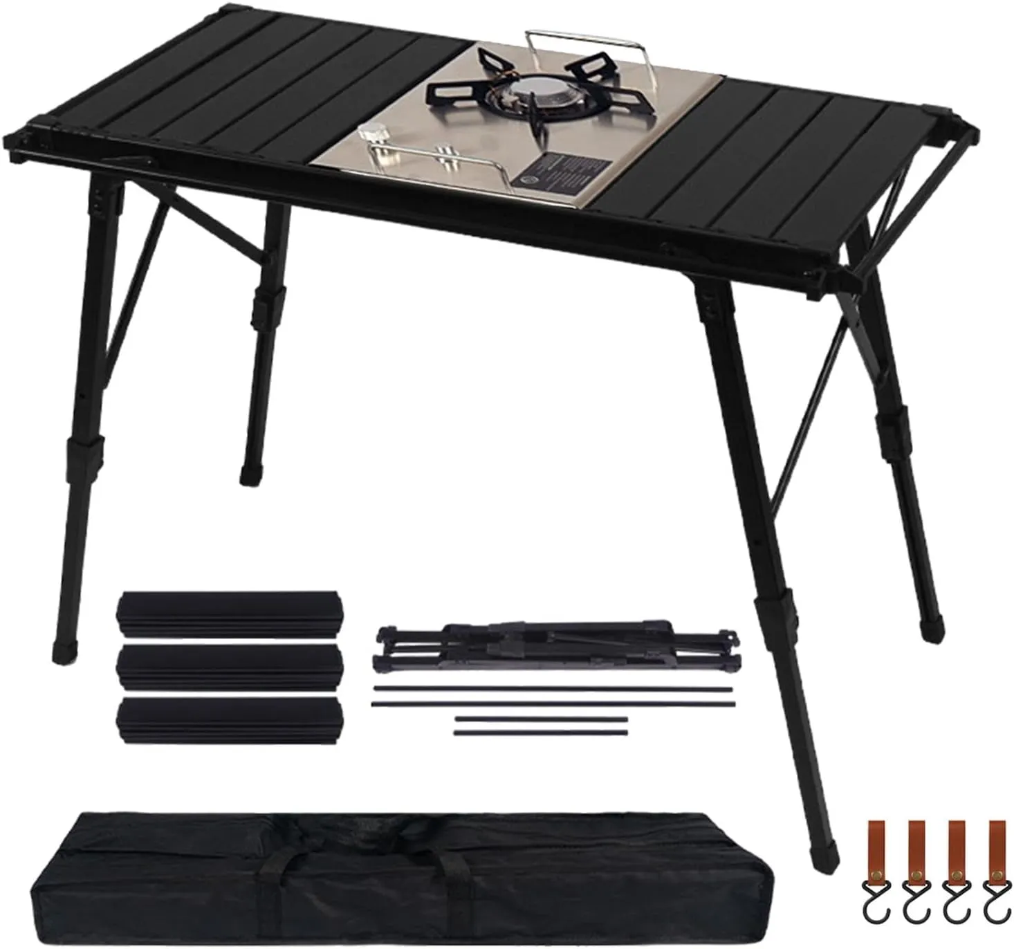 Folding Table - Beach Picnic Collapsible Rack, Adjustable Height Camping Tables | Portable Folding Counter, Camp Desk with Aluminum Legs, for Outdoor Hiking Fun Home, 18x12.5x55cm