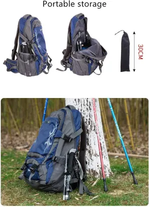 Folding Trekking Poles Ultralight Aluminum Telescopic Hiking Pole Walking Sticks with EVA Non-Slip Grip and Quick Lock System for Traveling Camping Hiking Mountaineering (Sky Blue