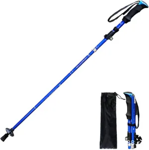 Folding Trekking Poles Ultralight Aluminum Telescopic Hiking Poles Walking Sticks with EVA Handles and Quick Lock System for Traveling Camping Hiking Mountaineering (Blue)