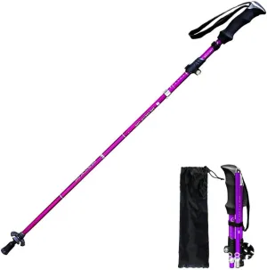 Folding Trekking Poles Ultralight Aluminum Telescopic Hiking Poles Walking Sticks with EVA Handles and Quick Lock System for Traveling Camping Hiking Mountaineering (Purple)