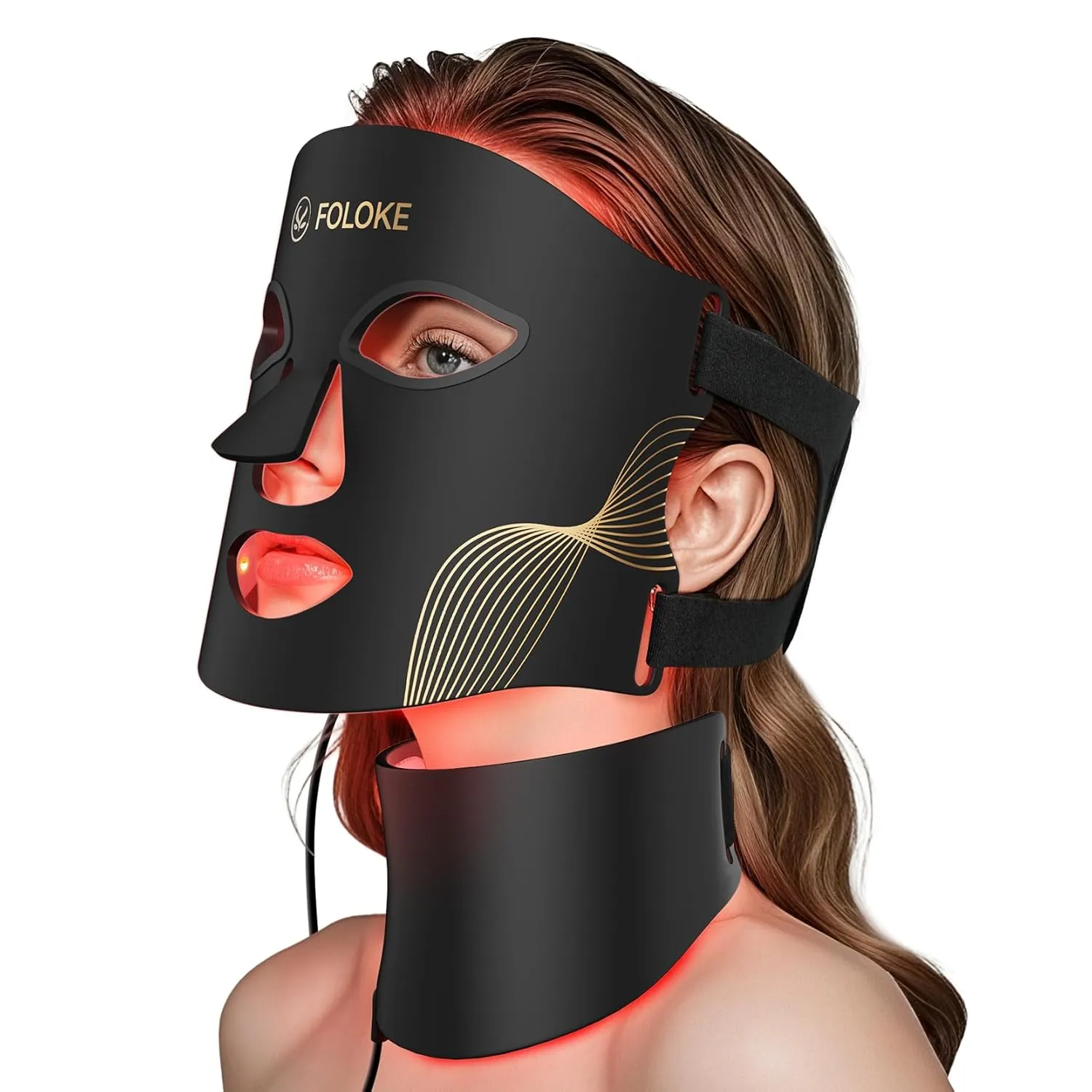 FOLOKE LED Light Therapy Mask Skin Care, LEDs face mask & neck mask Red - Wavelength for Home Use,– Advanced Skincare Made Easy