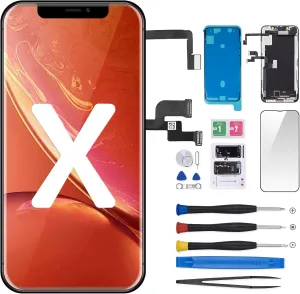 for iPhone X 10 Screen Replacement 5.8" with Ear Speaker and Proximity Sensor, LCD Display Digitizer 3D Touch Full Assembly Front Earpiece Repair Kit HD Glass, Fix Tools A1865, A1901, A1902