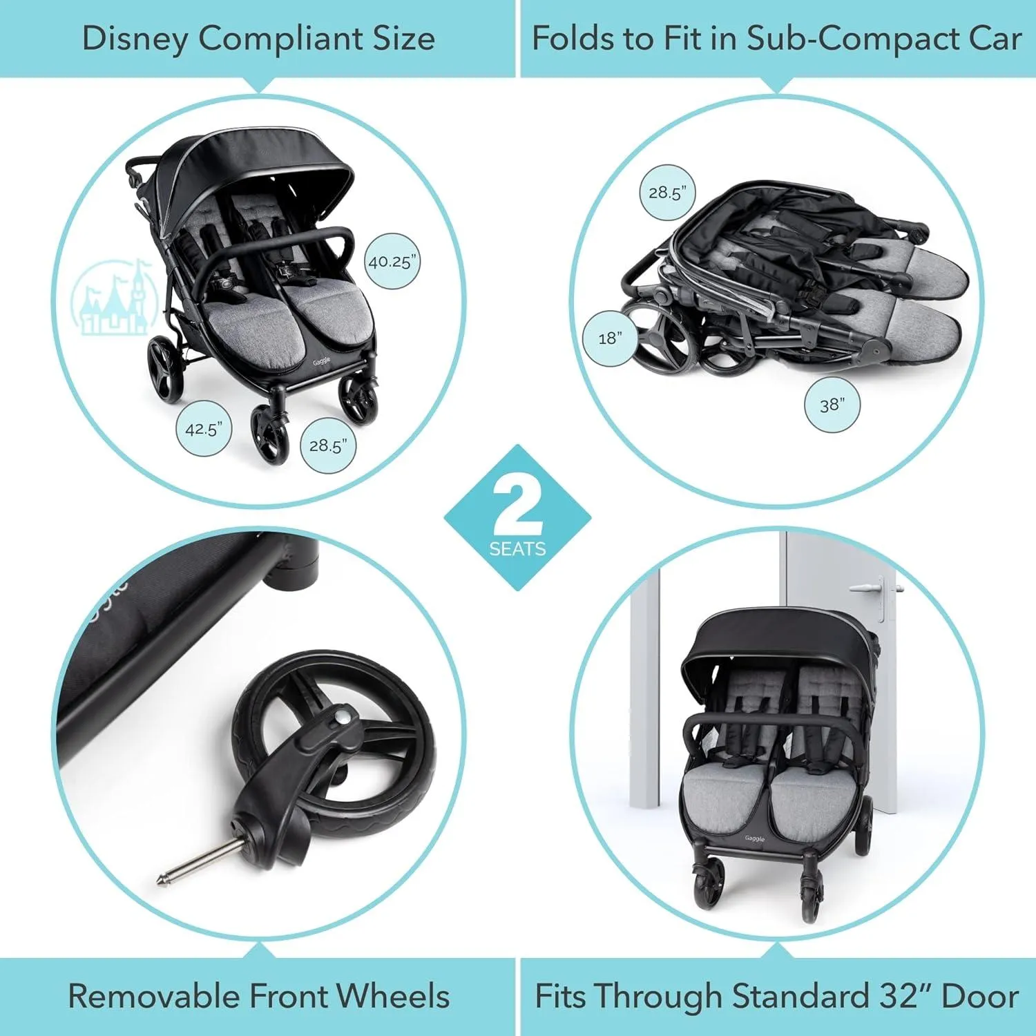 Foundations Roadster™ Duo Stroller, Black/Gray
