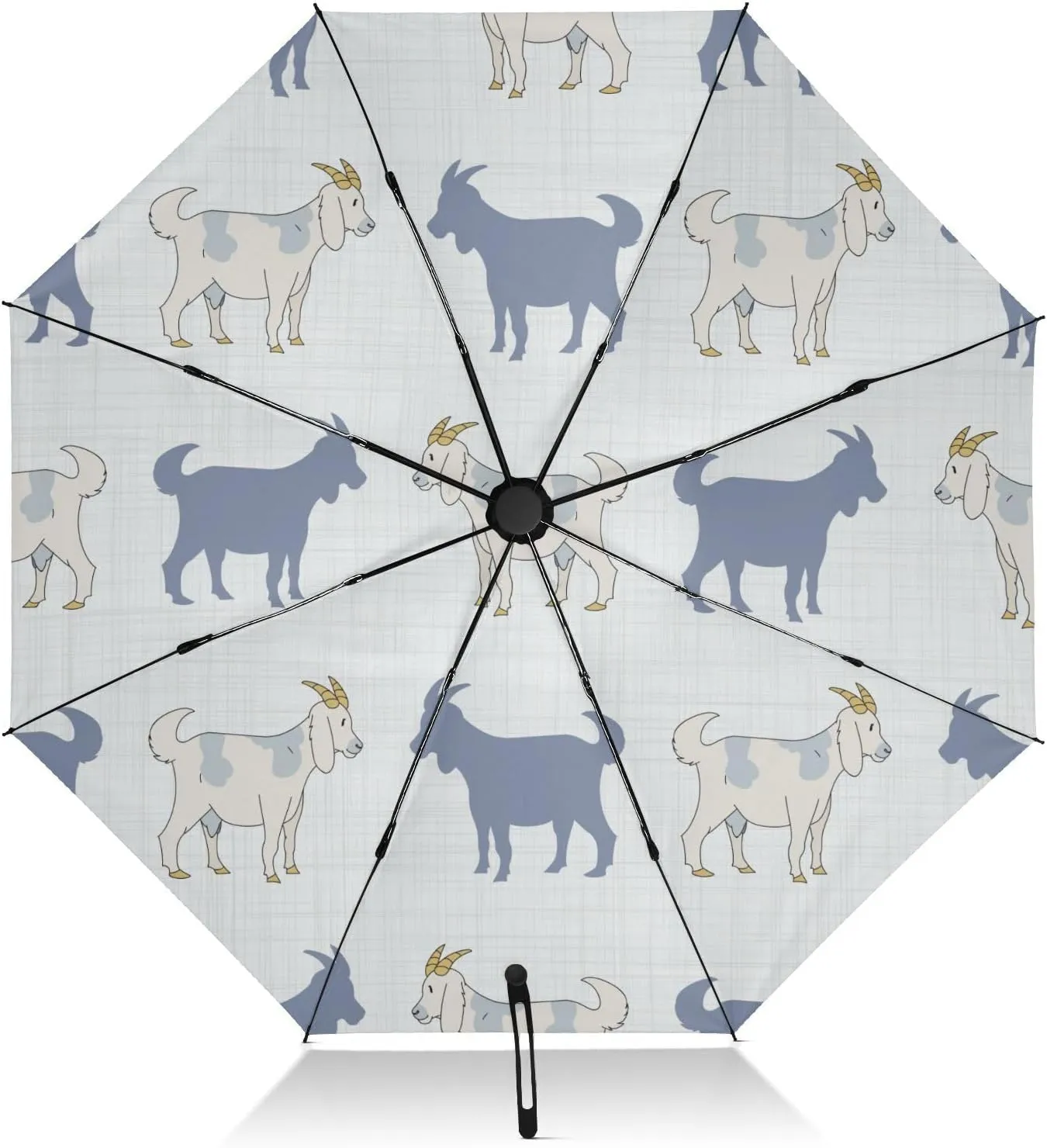 FRODOTGV French Farmhouse Goat Compact Umbrella Travel Umbrella for Sun Rain Large Reverse Windproof 8 Ribs Portable UV Umbrella Automatic for Men Women