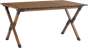 FUNNy elf Portable Folding Outdoor Table Brown Aluminum Lightweight Roll-up Rectangular for Camping, Picnics, Beach - Indoor & Outdoor Use