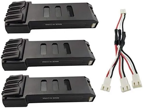 Fytoo 3PCS 7.4V 1200mah Lithium Battery   1 to 3 Charging Conversion line for E511 E511S Folding Quadcopter Spare Parts Remote Control Helicopter Battery
