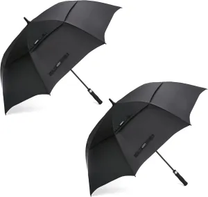 G4Free 2 Pack Golf Umbrella 54/62/68 Inch Extra Large Windproof Double Canopy Vented Automatic Open Oversize Waterproof Stick Umbrellas