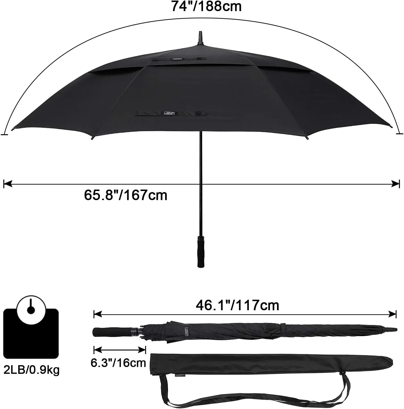 G4Free 47/54/62/68 Inch Automatic Open Golf Umbrella Oversize Extra Large Double Canopy Vented Windproof Waterproof Stick Umbrellas