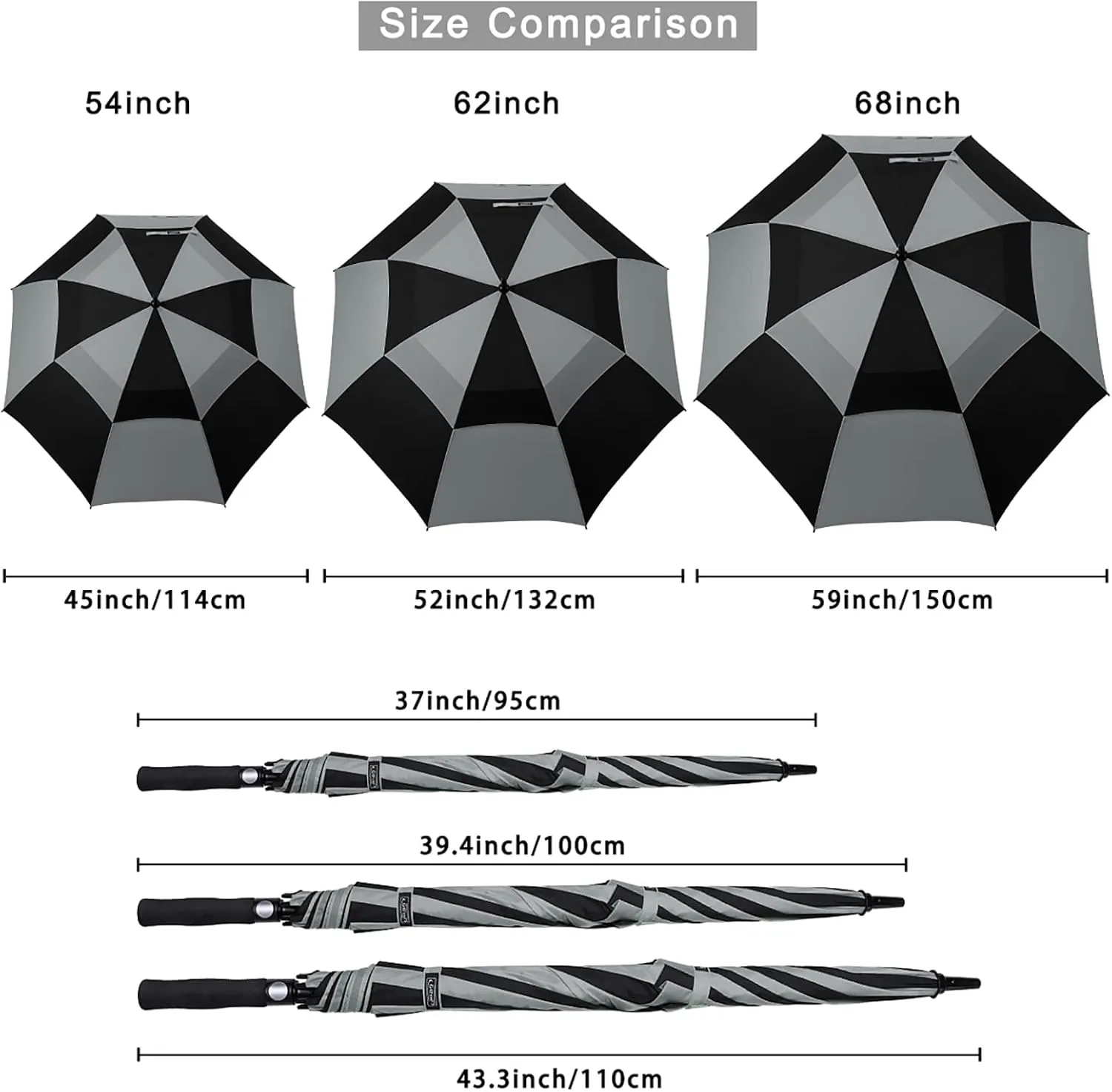 G4Free 47/54/62/68 Inch Automatic Open Golf Umbrella Oversize Extra Large Double Canopy Vented Windproof Waterproof Stick Umbrellas