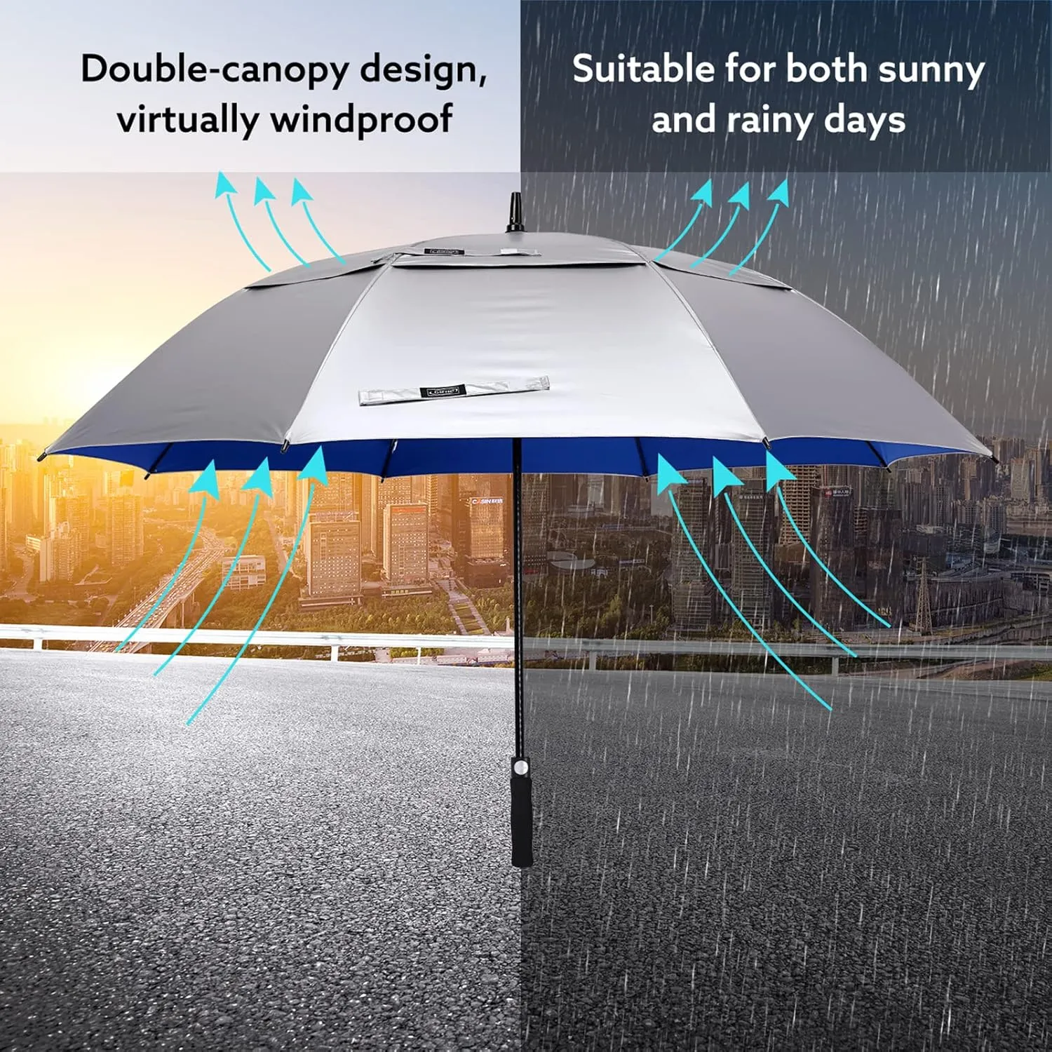 G4Free 47/54/62/68 Inch UV Protection Golf Umbrella Auto Open Vented Double Canopy Oversize Extra Large Windproof Sun Rain Umbrellas