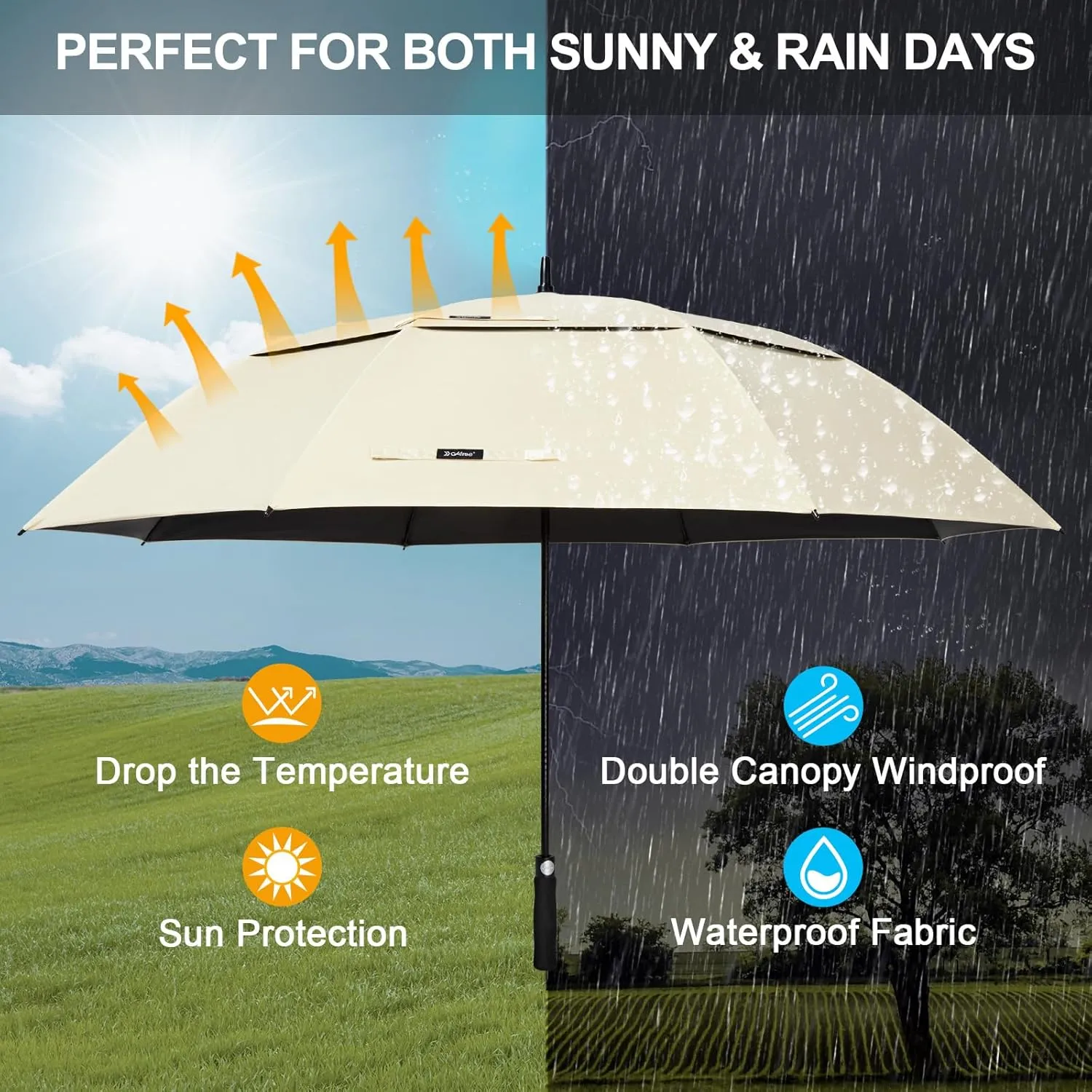 G4Free 47/54/62/68 Inch UV Protection Golf Umbrella Auto Open Vented Double Canopy Oversize Extra Large Windproof Sun Rain Umbrellas