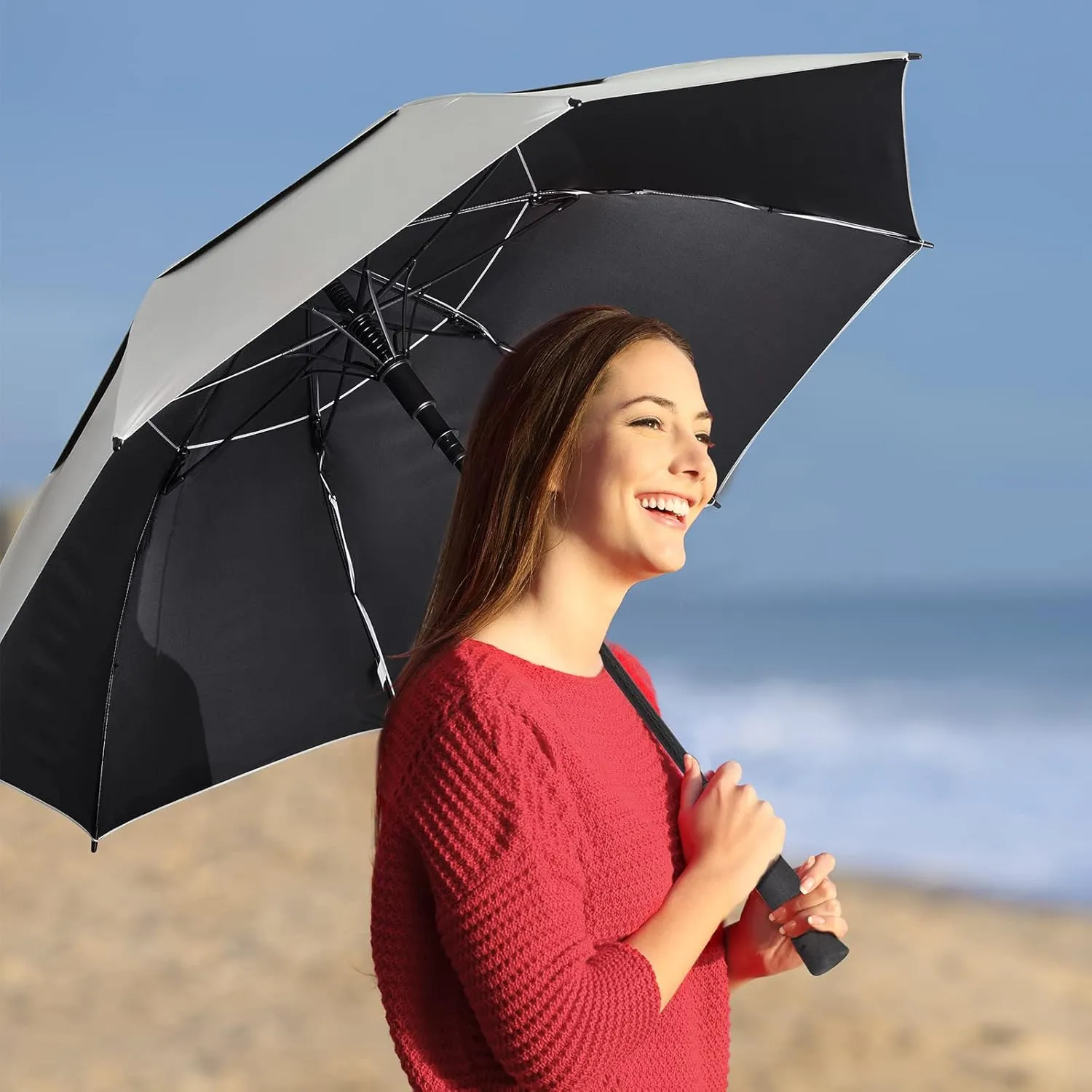 G4Free 47/54/62/68 Inch UV Protection Golf Umbrella Auto Open Vented Double Canopy Oversize Extra Large Windproof Sun Rain Umbrellas