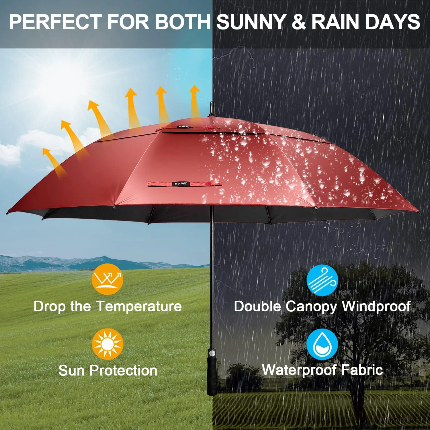 G4Free 47/54/62/68 Inch UV Protection Golf Umbrella Auto Open Vented Double Canopy Oversize Extra Large Windproof Sun Rain Umbrellas