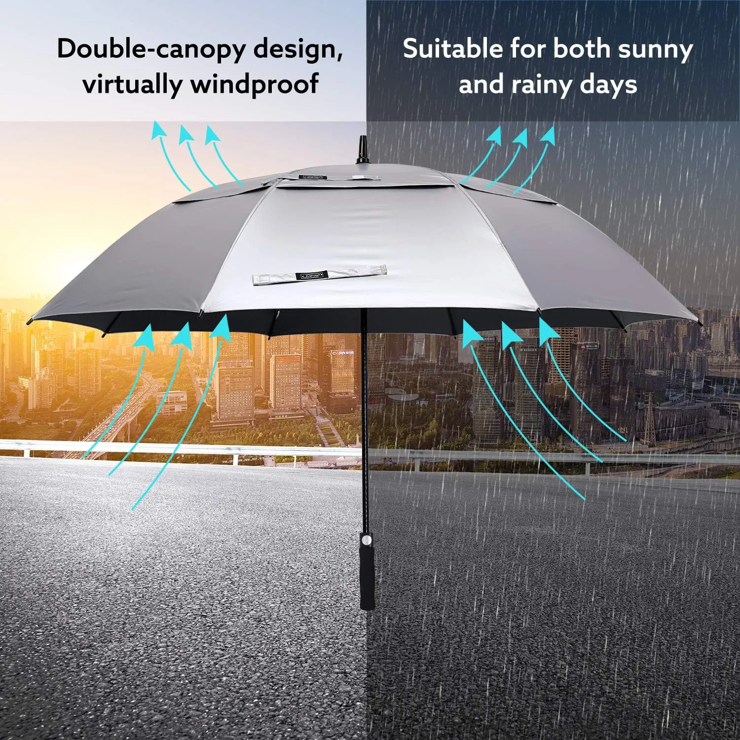 G4Free 47/54/62/68 Inch UV Protection Golf Umbrella Auto Open Vented Double Canopy Oversize Extra Large Windproof Sun Rain Umbrellas