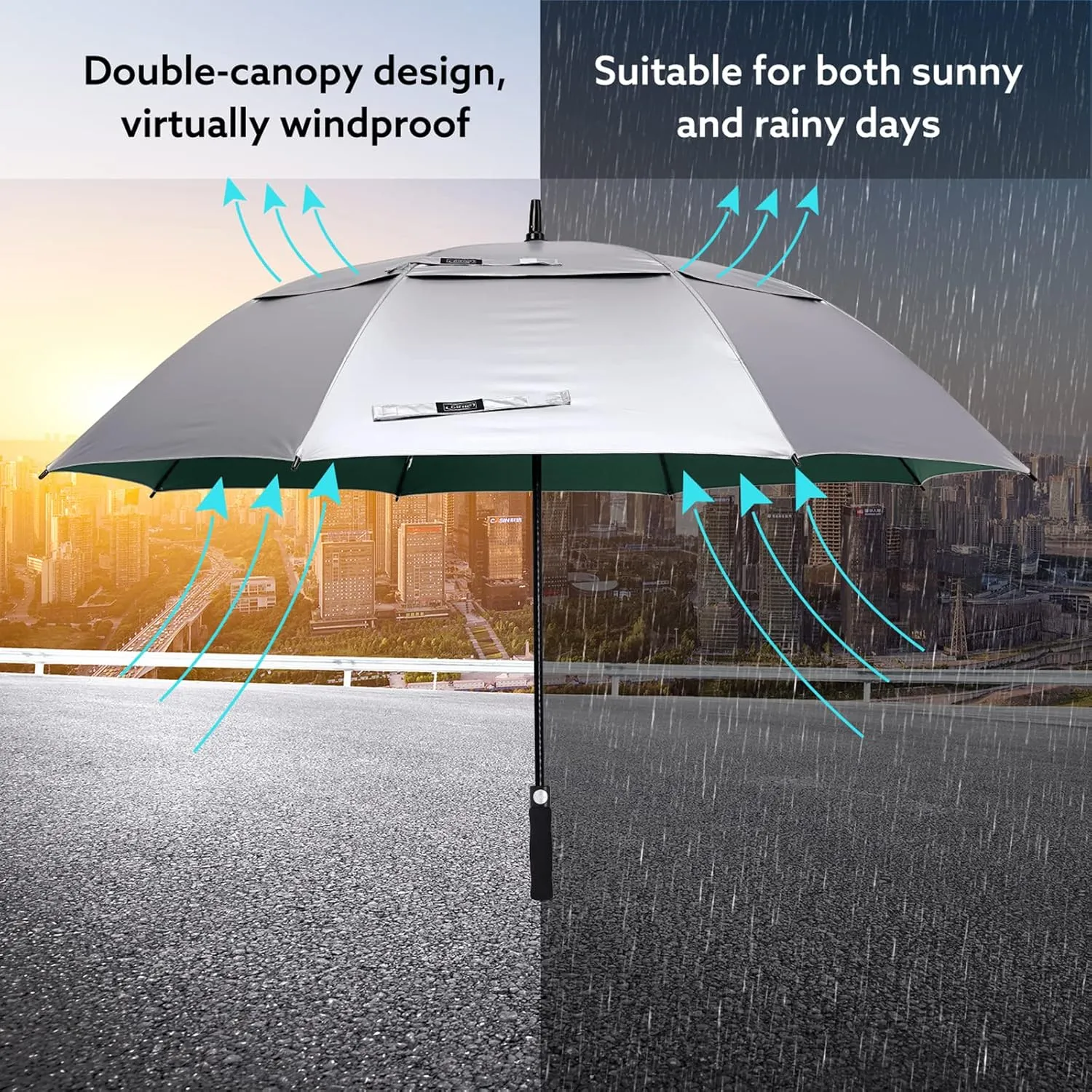 G4Free 47/54/62/68 Inch UV Protection Golf Umbrella Auto Open Vented Double Canopy Oversize Extra Large Windproof Sun Rain Umbrellas