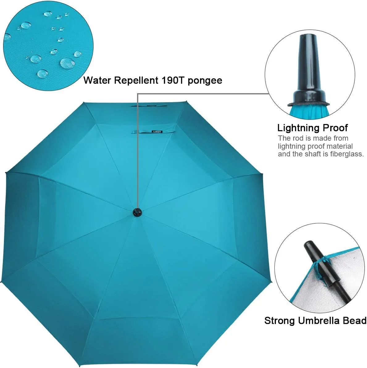 G4Free 54/62/68 Inch Extra Large Windproof Golf Umbrella UV Protection Automatic Open Double Canopy Vented Sun Rain Stick Umbrella