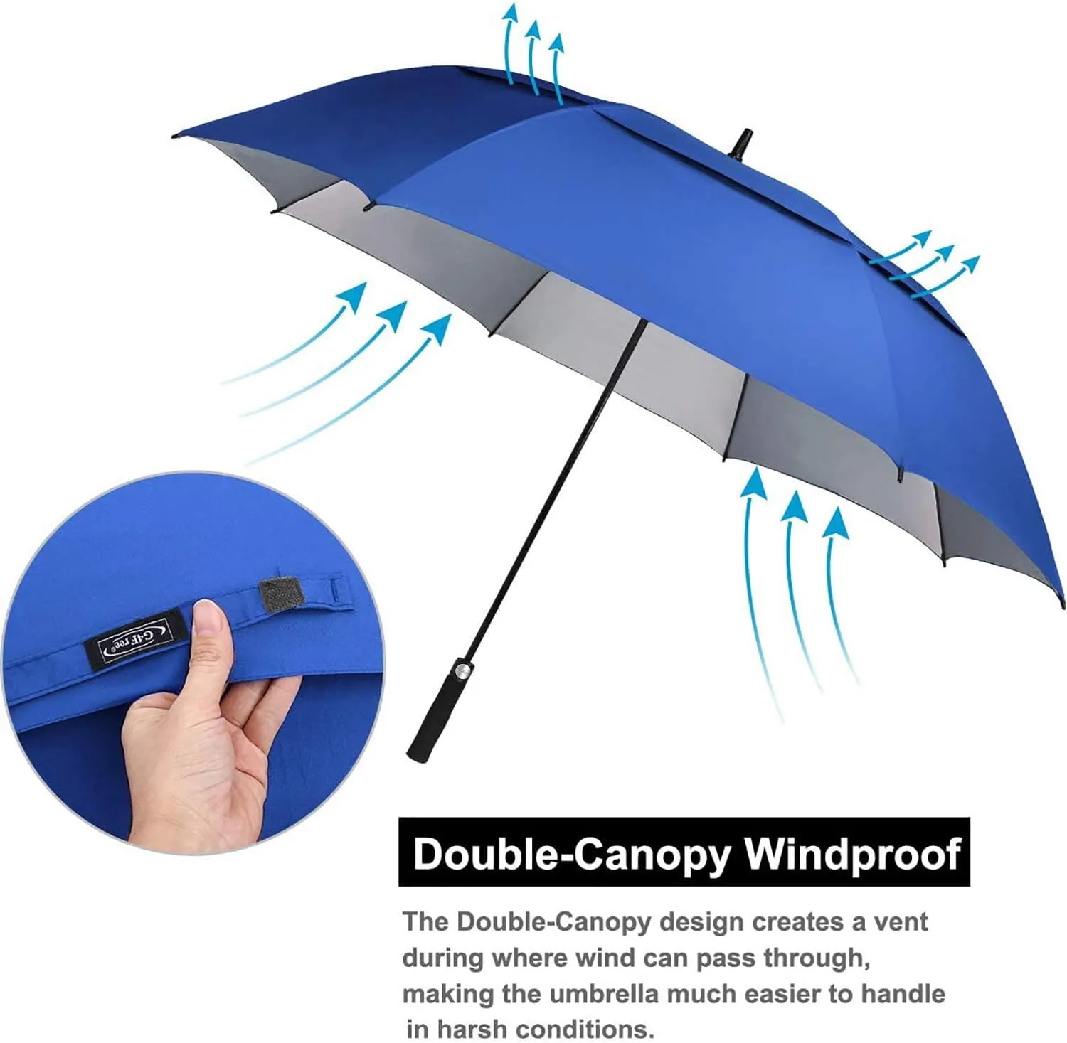 G4Free 54/62/68 Inch Extra Large Windproof Golf Umbrella UV Protection Automatic Open Double Canopy Vented Sun Rain Stick Umbrella