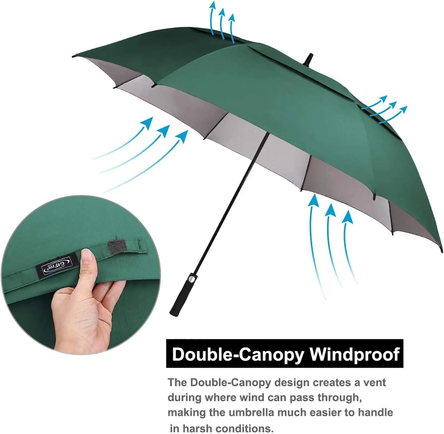 G4Free 54/62/68 Inch Extra Large Windproof Golf Umbrella UV Protection Automatic Open Double Canopy Vented Sun Rain Stick Umbrella