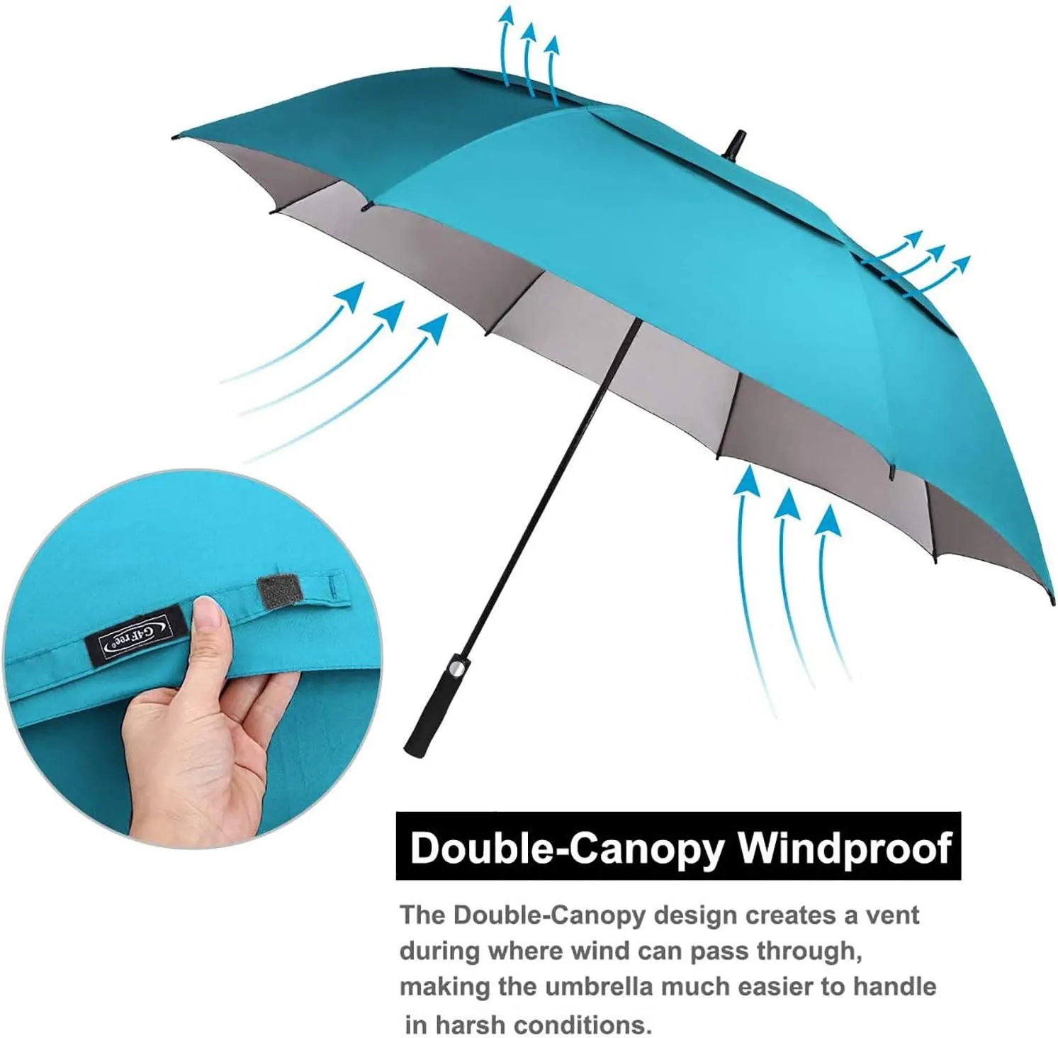 G4Free 54/62/68 Inch Extra Large Windproof Golf Umbrella UV Protection Automatic Open Double Canopy Vented Sun Rain Stick Umbrella