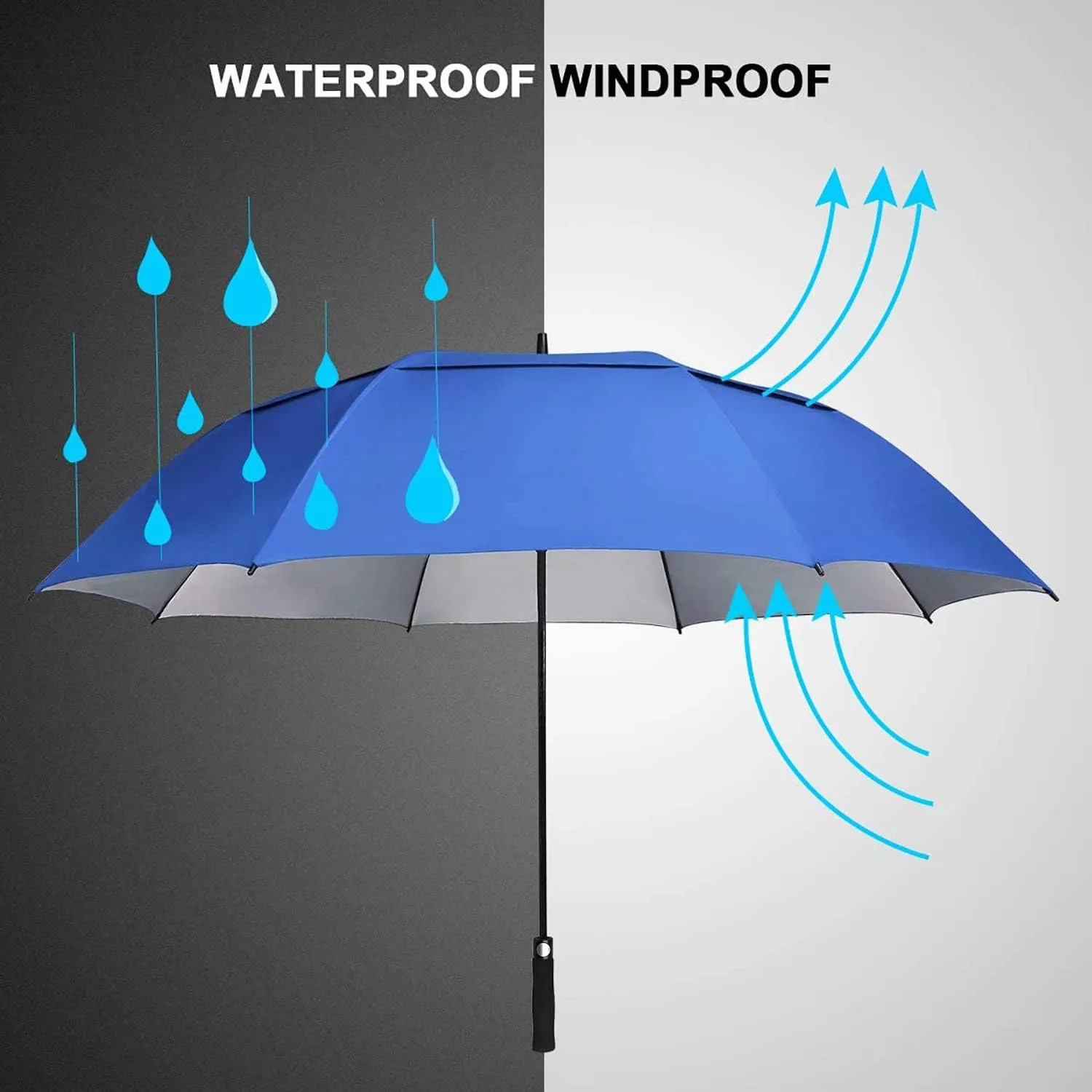 G4Free 54/62/68 Inch Extra Large Windproof Golf Umbrella UV Protection Automatic Open Double Canopy Vented Sun Rain Stick Umbrella