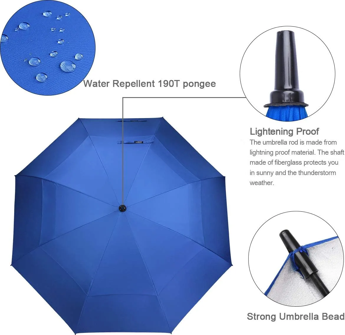 G4Free 54/62/68 Inch Extra Large Windproof Golf Umbrella UV Protection Automatic Open Double Canopy Vented Sun Rain Stick Umbrella