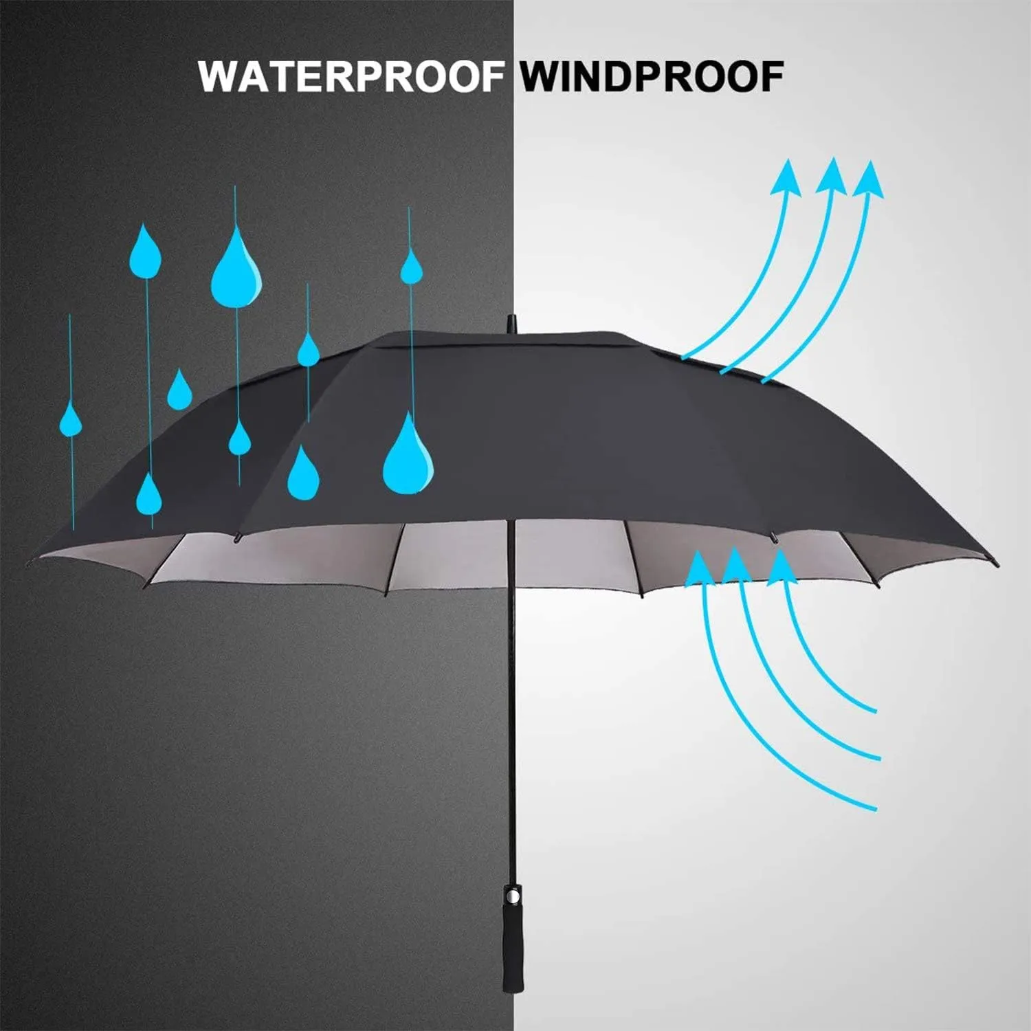 G4Free 54/62/68 Inch Extra Large Windproof Golf Umbrella UV Protection Automatic Open Double Canopy Vented Sun Rain Stick Umbrella