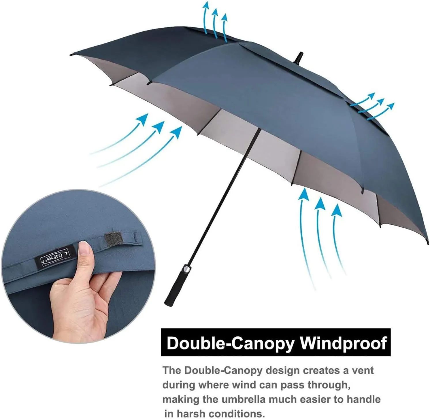 G4Free 54/62/68 Inch Extra Large Windproof Golf Umbrella UV Protection Automatic Open Double Canopy Vented Sun Rain Stick Umbrella
