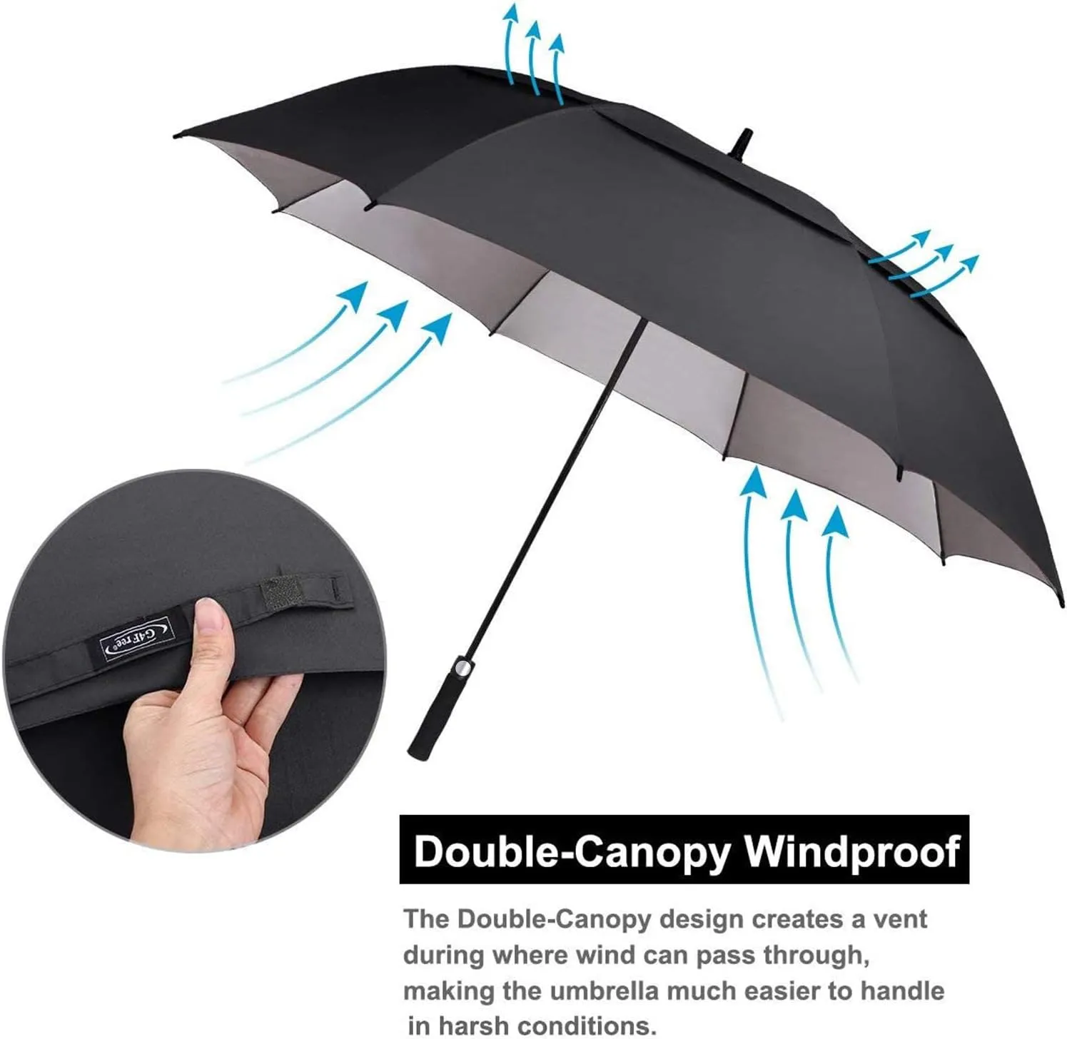 G4Free 54/62/68 Inch Extra Large Windproof Golf Umbrella UV Protection Automatic Open Double Canopy Vented Sun Rain Stick Umbrella