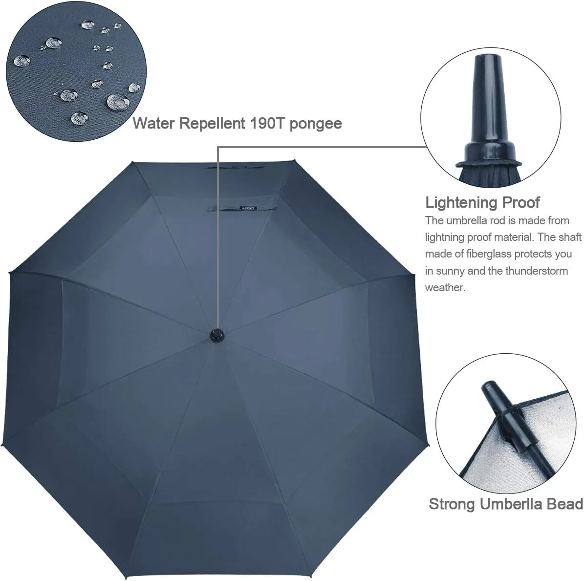 G4Free 54/62/68 Inch Extra Large Windproof Golf Umbrella UV Protection Automatic Open Double Canopy Vented Sun Rain Stick Umbrella