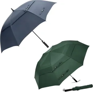 G4Free 62 Inch Automatic Open Golf Umbrella Extra Large Oversize Double Canopy Vented Windproof Waterproof Umbrella for Men Women