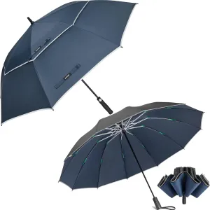 G4Free 62 Inch Automatic Open Golf Umbrella Oversize Double Canopy Vented Windproof  54 Inch Large Double Layer Inverted Umbrella, 12 Ribs Windproof Automatic Open and Close