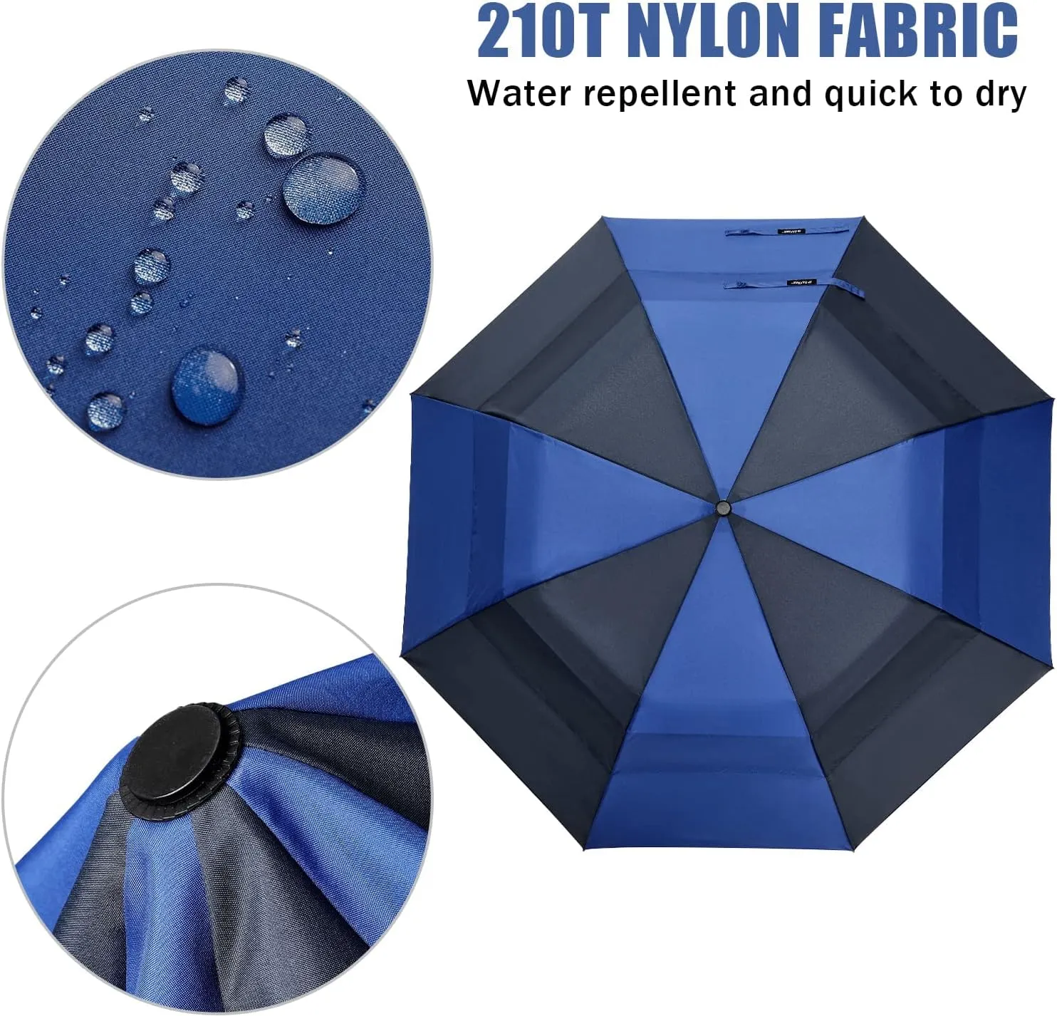 G4Free 62inch Portable Golf Umbrella Automatic Open Large Oversize Vented Double Canopy Windproof Waterproof Sport Umbrellas(Blue/Navy)