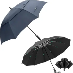 G4Free 68 Inch Automatic Open Golf Umbrella Oversize Double Canopy Windproof   54 Inch Large Double Layer Inverted Umbrella, Compact 12 Ribs Windproof Automatic Open and Close