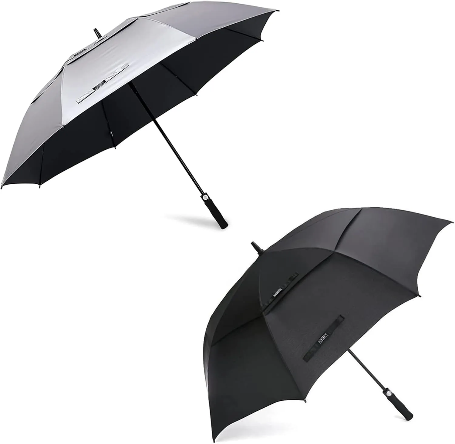 G4Free 68 Inch Large Double Canopy Golf Umbrella (Silver & Black)