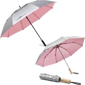 G4Free 68 Inch Oversized Double Canopy UV Protection Golf Umbrella   46 Inch Windproof Travel Umbrella with UPF 50 , Automatic Open & Close
