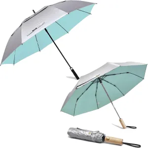 G4Free 68 Inch Oversized Double Canopy UV Protection Golf Umbrella   46 Inch Windproof Travel Umbrella with UPF 50 , Automatic Open & Close
