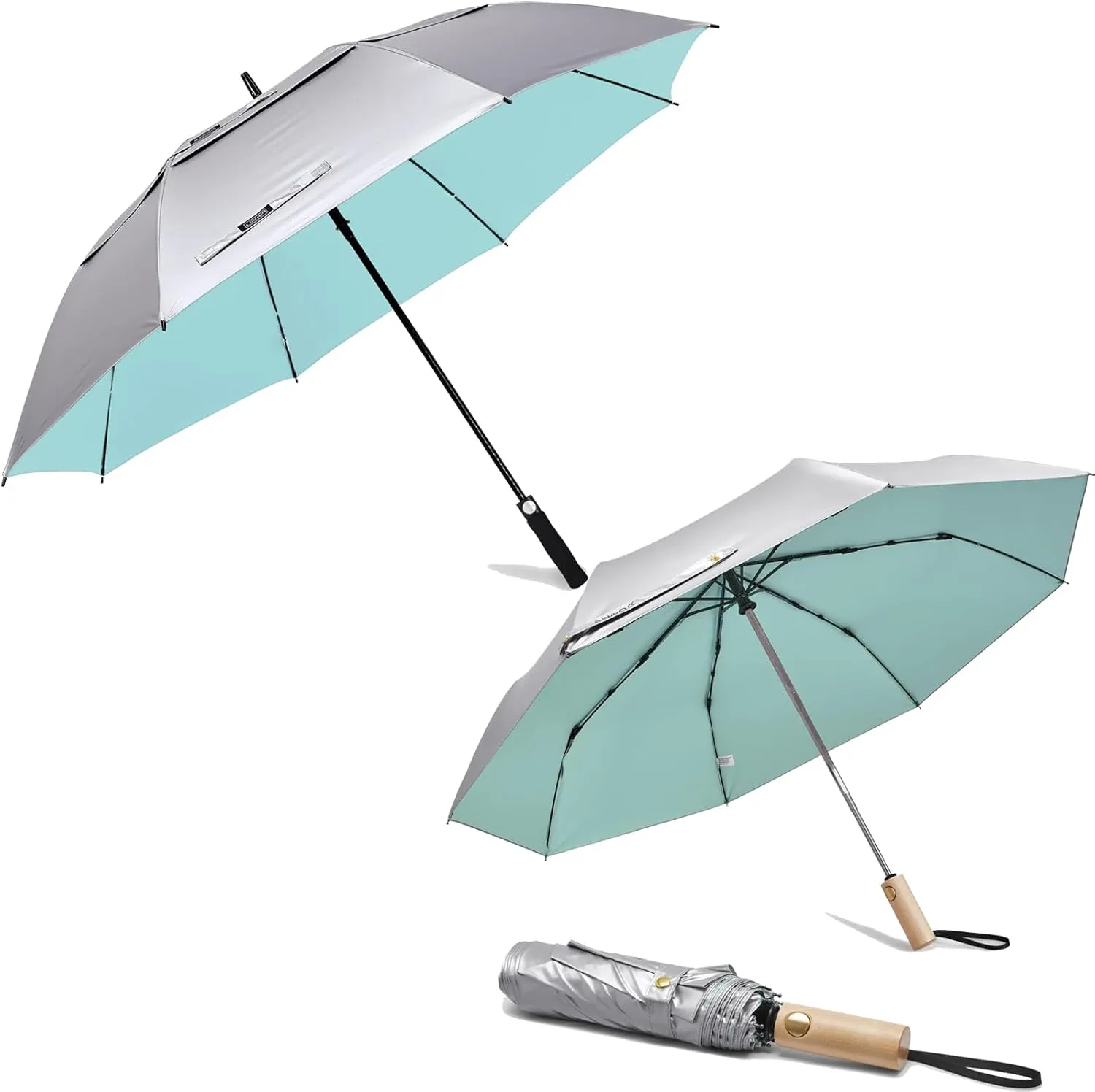 G4Free 68 Inch Oversized Double Canopy UV Protection Golf Umbrella   46 Inch Windproof Travel Umbrella with UPF 50 , Automatic Open & Close